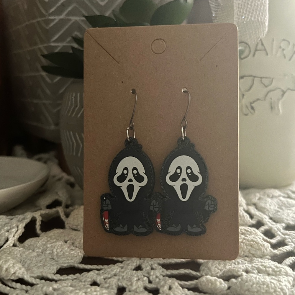 *3 for $20* Scream Movie Mascot Ghost Face Earrings